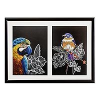 'Freedom I' (diptych) - Signed Original Bird Drawing Diptych