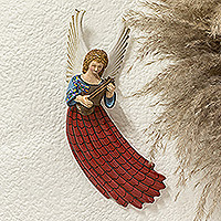 Ceramic angel wall art, 'Coban' - Folk Art Ceramic Angel Wall Accent Hand-Painted in Guatemala