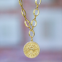 Gold-plated pendant necklace, 'Sagittarius Born' - 24k Gold-Plated Cubic Zirconia Sagittarius Pendant Necklace