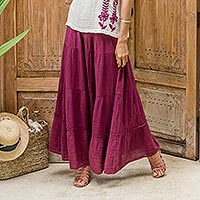 Cotton skirt, 'A Day Out in Mulberry' - Thai Cotton Double Gauze Skirt