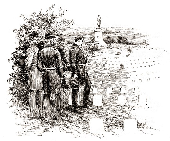 sketch of McClellan at Antietam National Cemetery