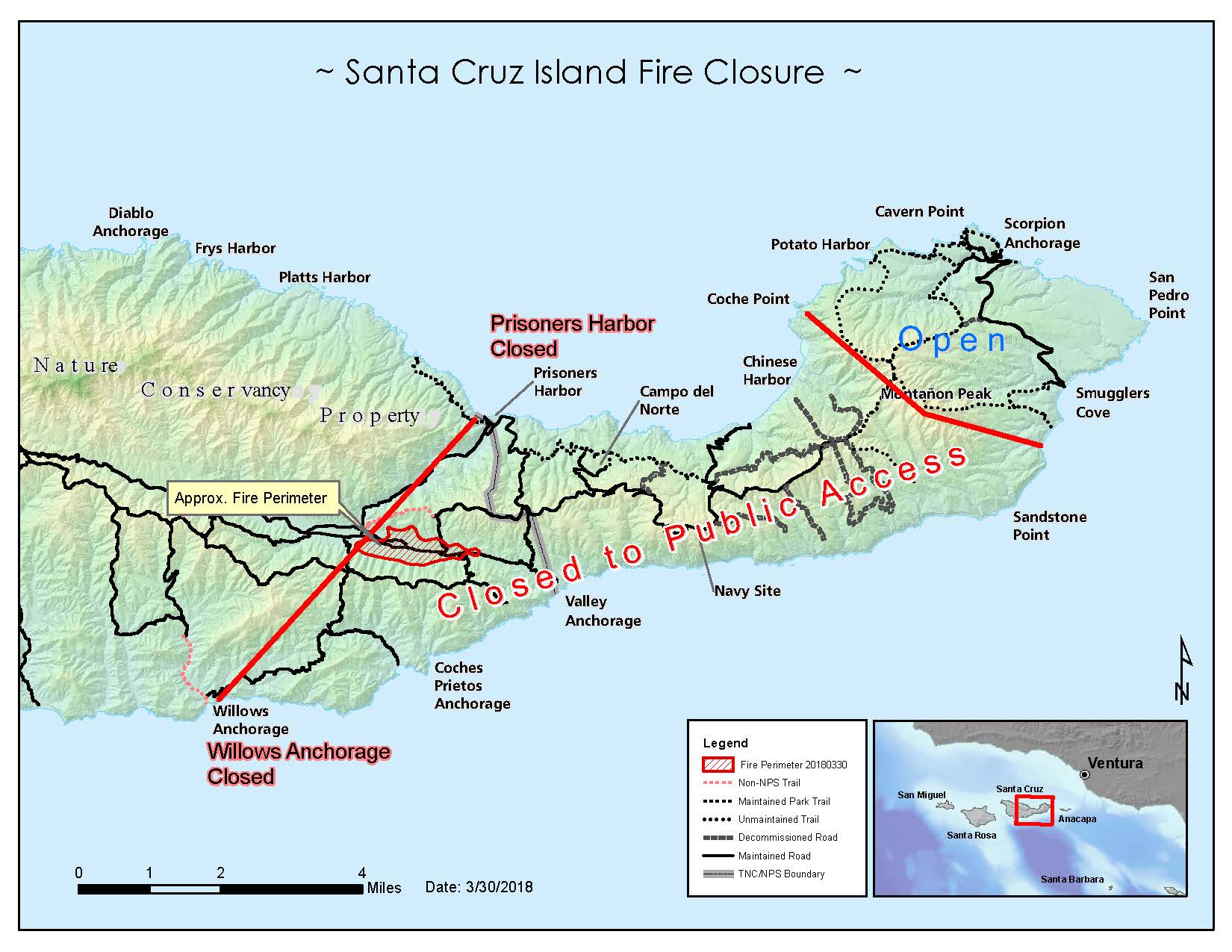 santa cruz island map Steady Containment Of Santa Cruz Island Fire Channel Islands santa cruz island map