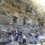 Hiking across the ledge on Eberhart Trail
Courtesy of Jacksonville State University Field School