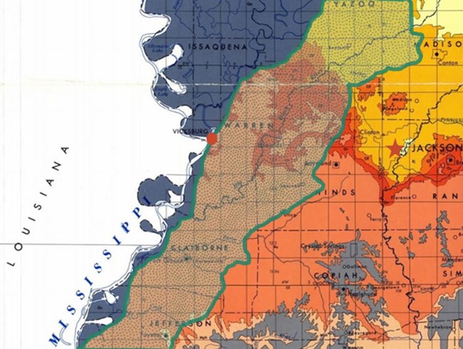 map showing loess soil deposit