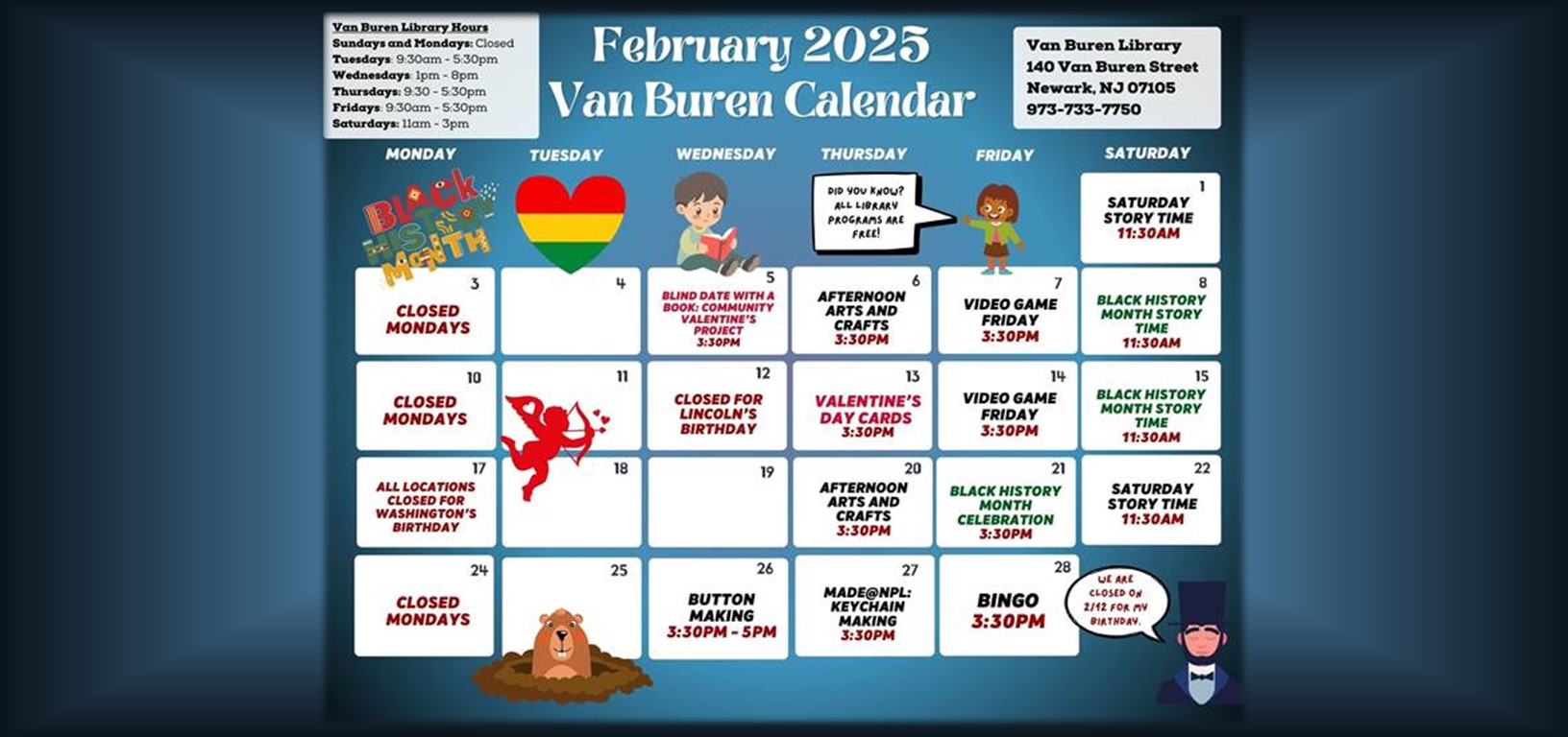 February 2025 Van Buren Calender