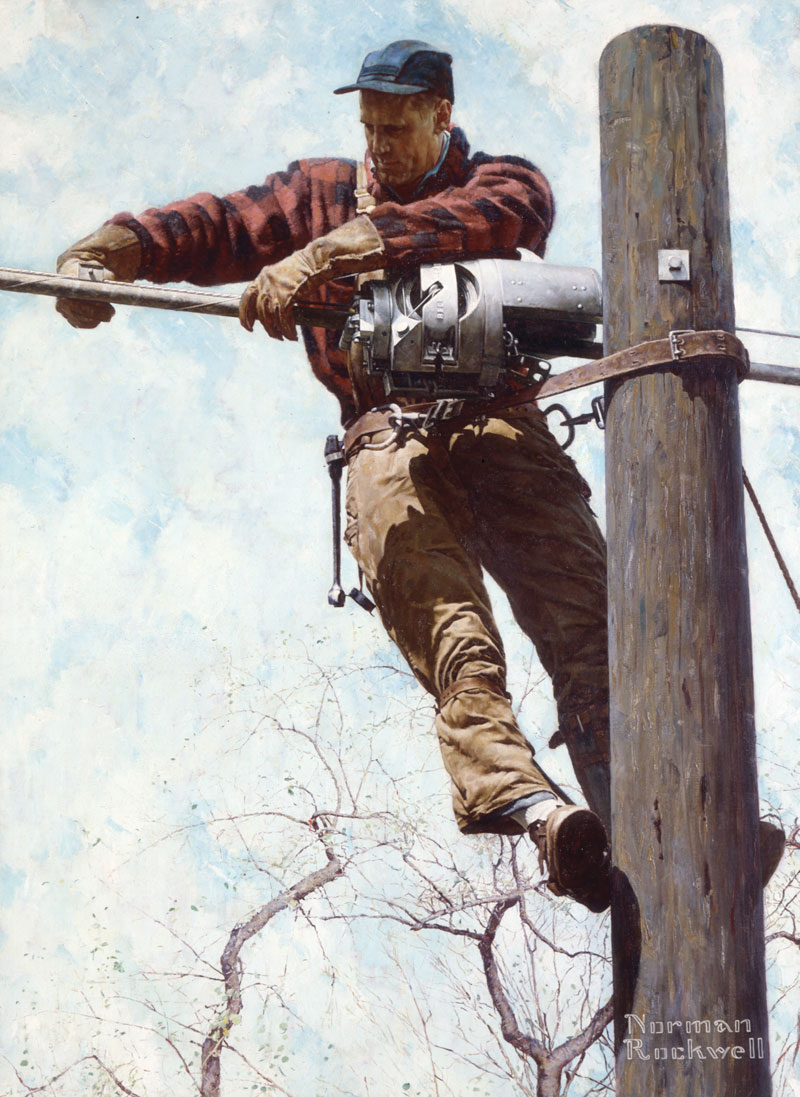 The Lineman - Art of Norman Rockwell