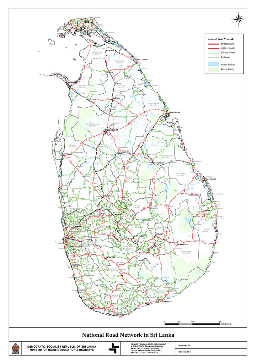 Large Detailed Road Map Of Sri Lanka Sri Lanka Large Detailed Road Map ...