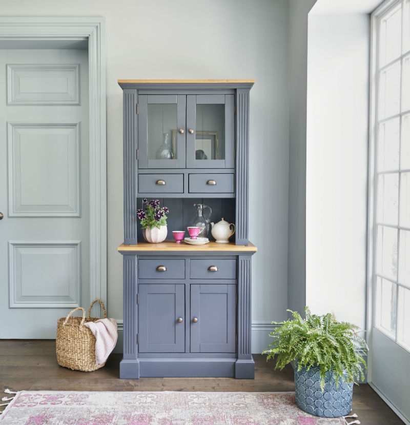 blue painted dresser