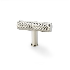 Crispin Knurled T-bar Cupboard Knob - Polished Nickel