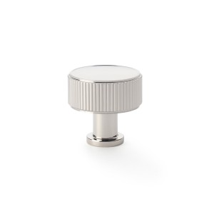 Lucia Reeded Cupboard Knob - Polished Nickel - 35mm