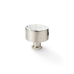 Leila Hammered Cupboard Knob - Polished Nickel - 35mm