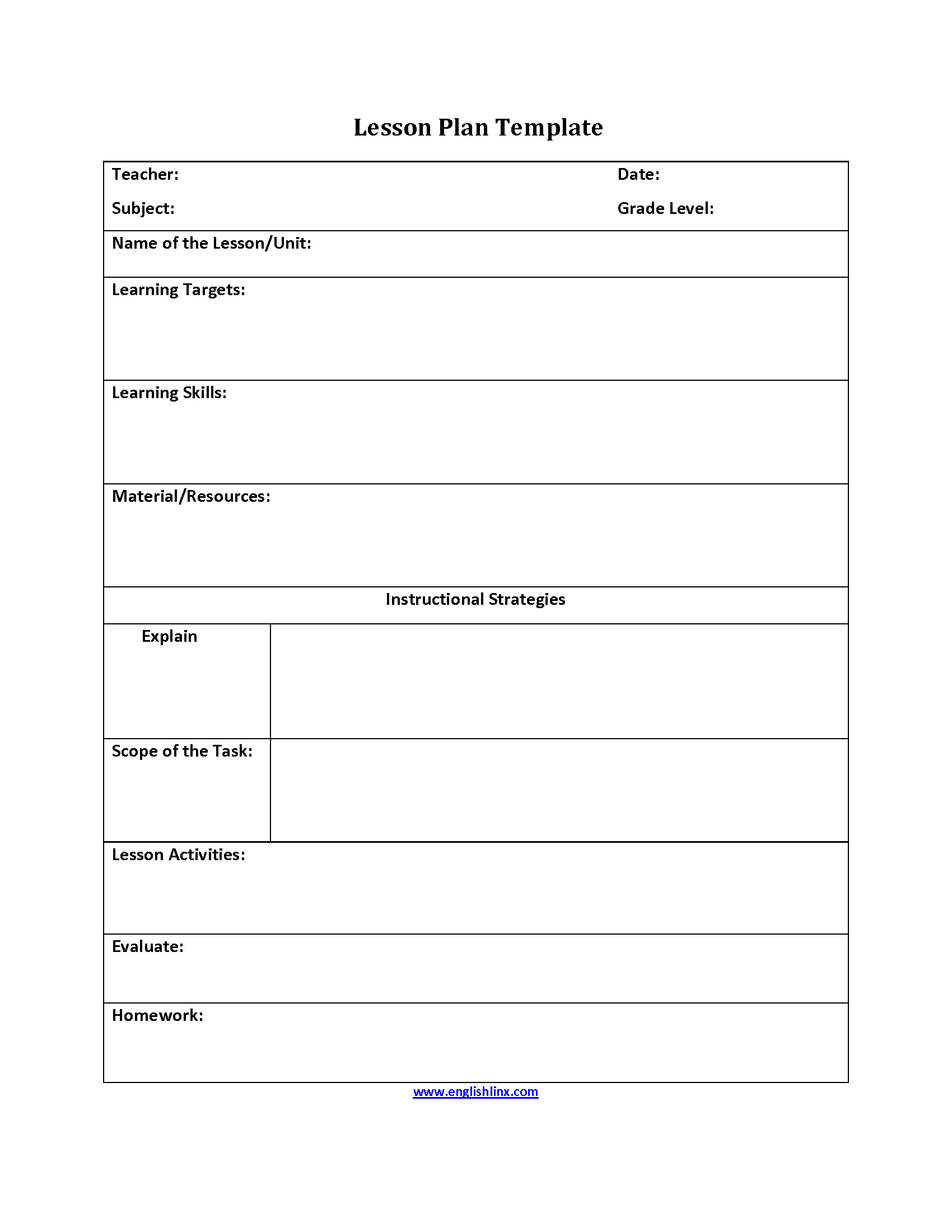 Lesson Plan Template