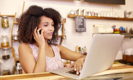 Female Small Business Owner on Phone