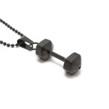 black dumbbell necklace