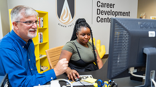 Student in ODU's Career Development Center