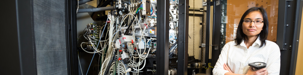 Structural biologist Isabelle Baconguis explores the molecular underpinnings of whole-body salt balance to better understand diseases such as hypertension. She is shown here with the FEI Titan Krios(TM) Cryo-Transmission Electron Microscope, which captures high-resolution images of macromolecules.