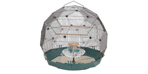 Omlet Geo bird cage with black cage and teal base