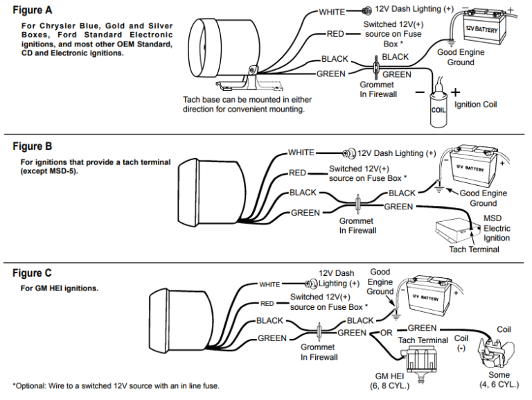 How To Wire A Tachometer Diagrams