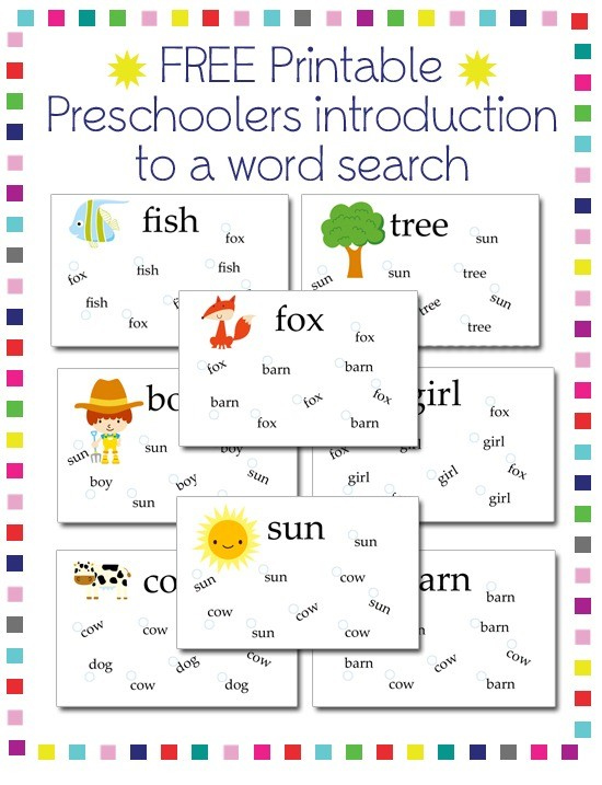 Preschool Activities: Preschoolers Word Search