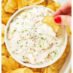 greek yogurt onion dip with kettle chips