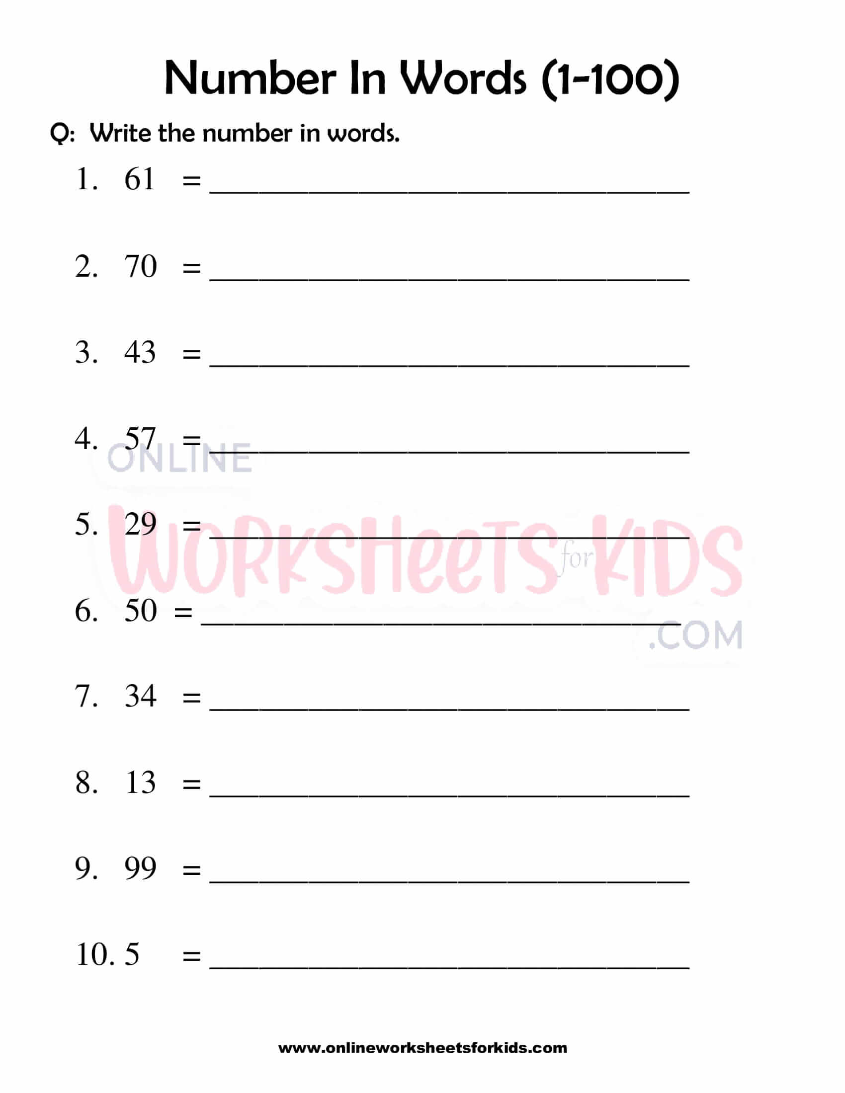 number names 1 to 100 spelling numbers in words 1 to 100 - numbers in ...