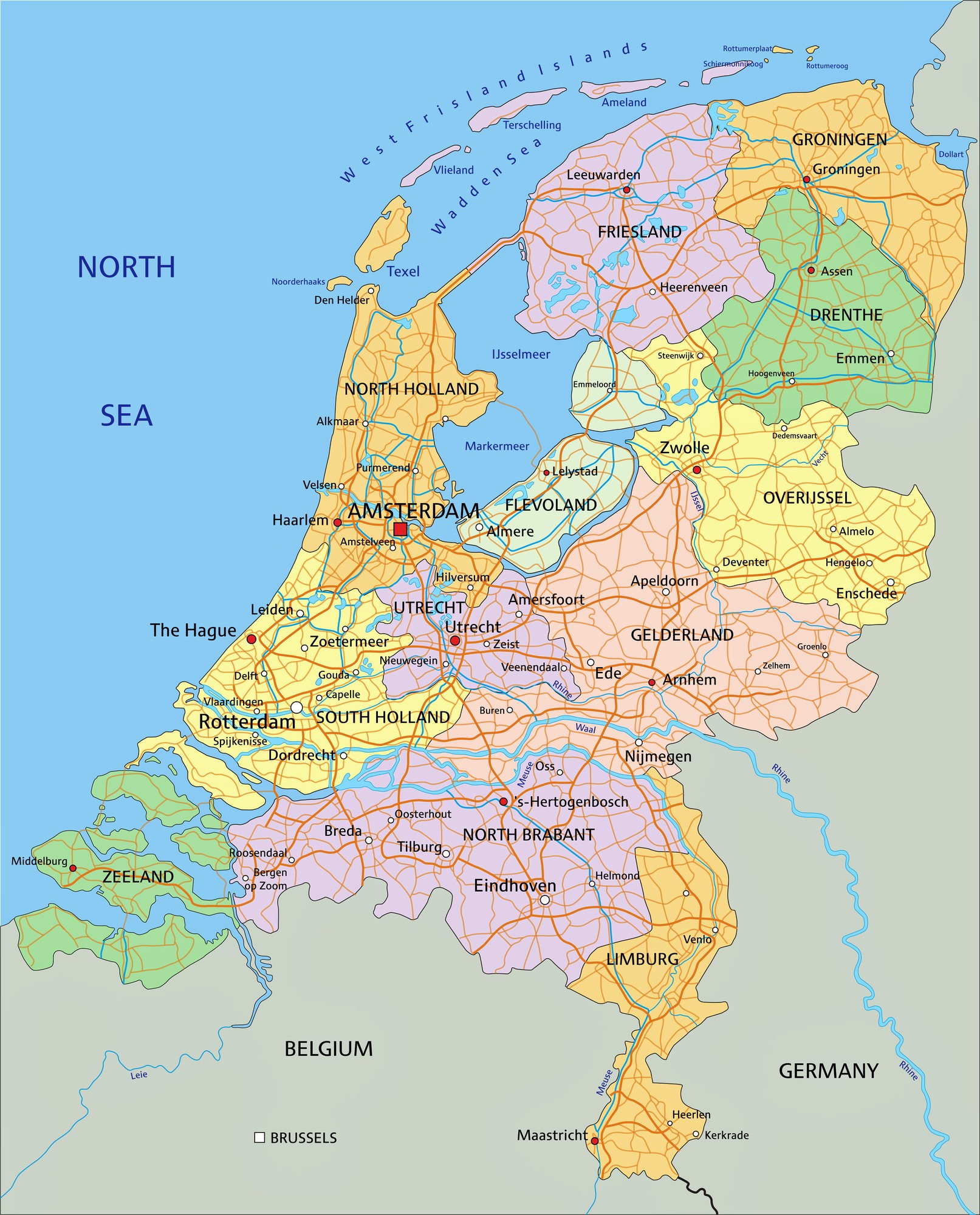 Free Printable Map Of Netherlands - Free Templates Printable