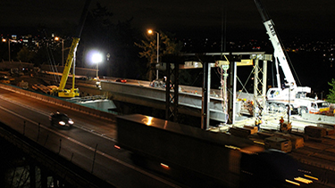 Building a road at night