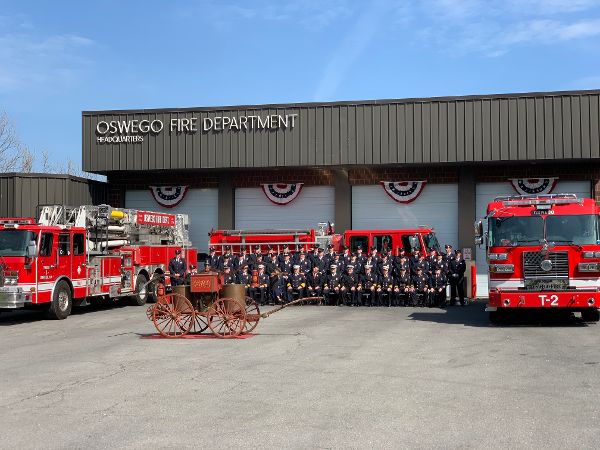  Mayor Barlow, Oswego Fire Department Hold Dress Inspection, mark 145th  Anniversary