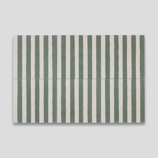 Green Stripes Encaustic Cement Tile