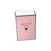 pink perfume bottle box with black borders