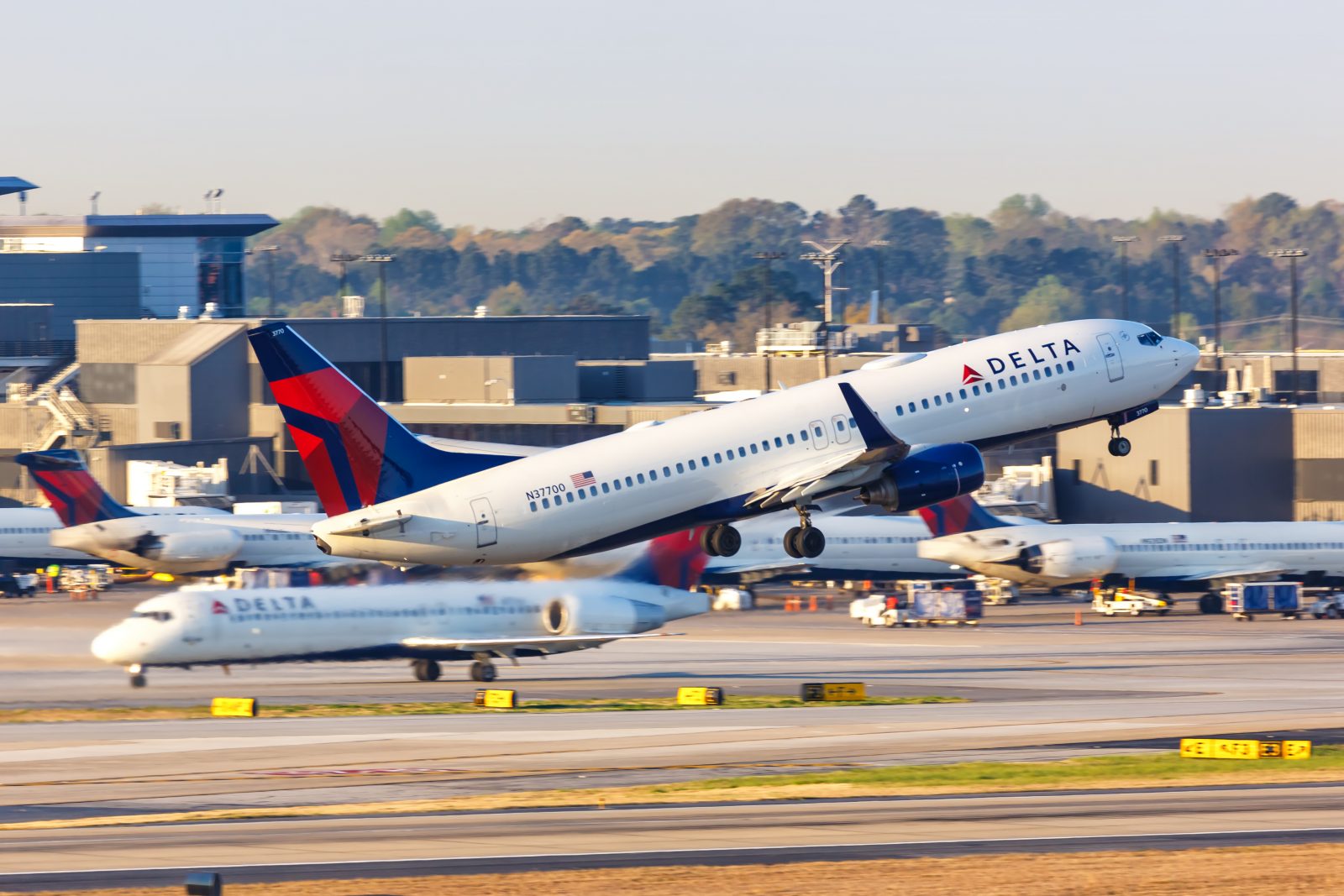 a plane taking off from a runway