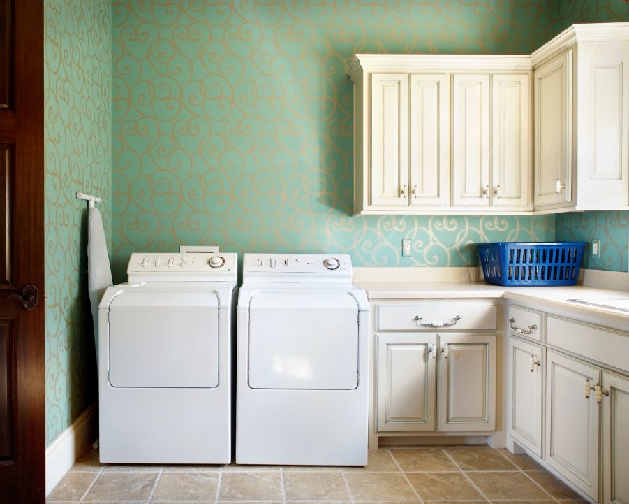 mint wallpaper laundry room