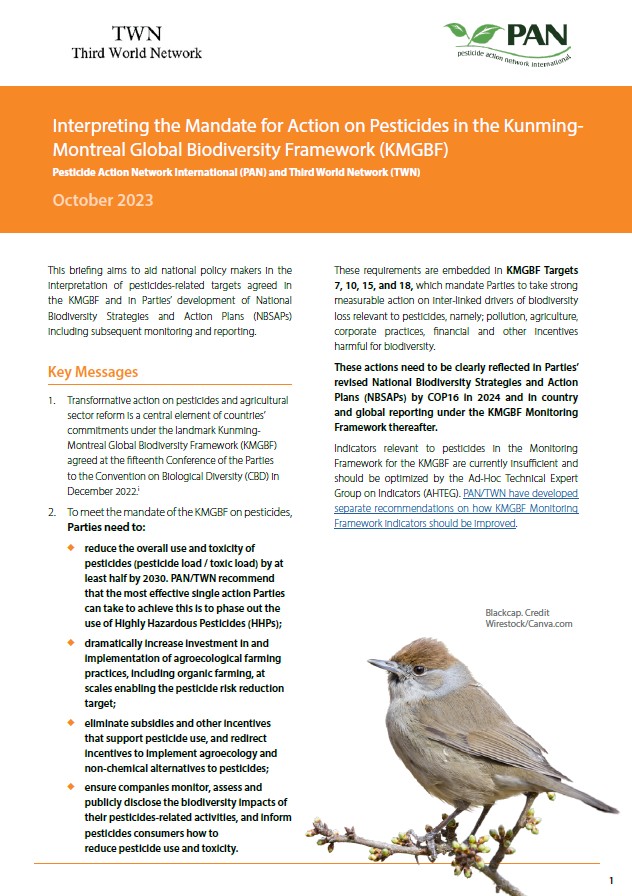 PAN-TWN KMGBF Pesticides Targets Interpretation