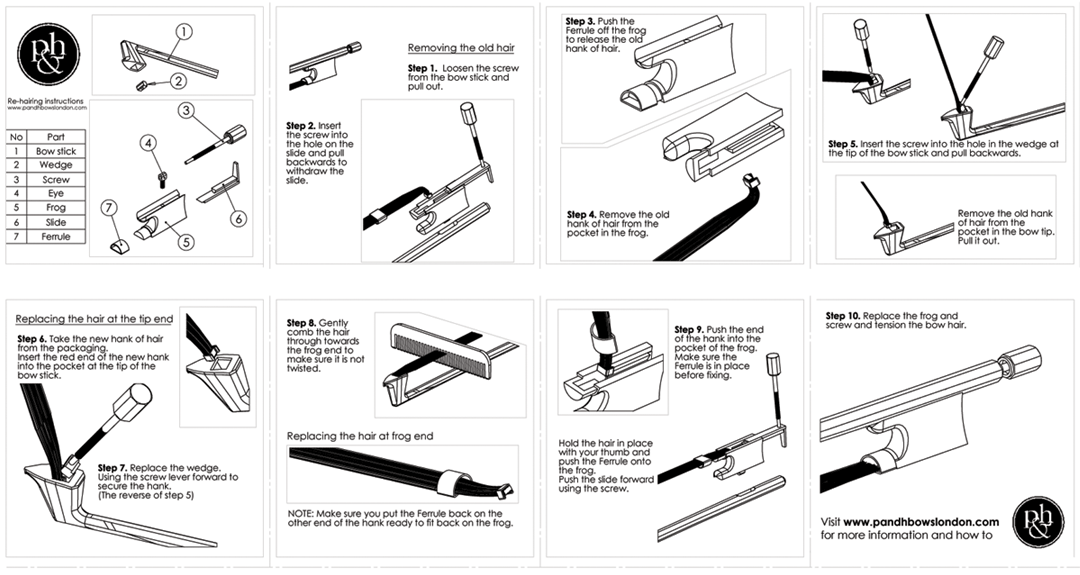 rehairing instructions