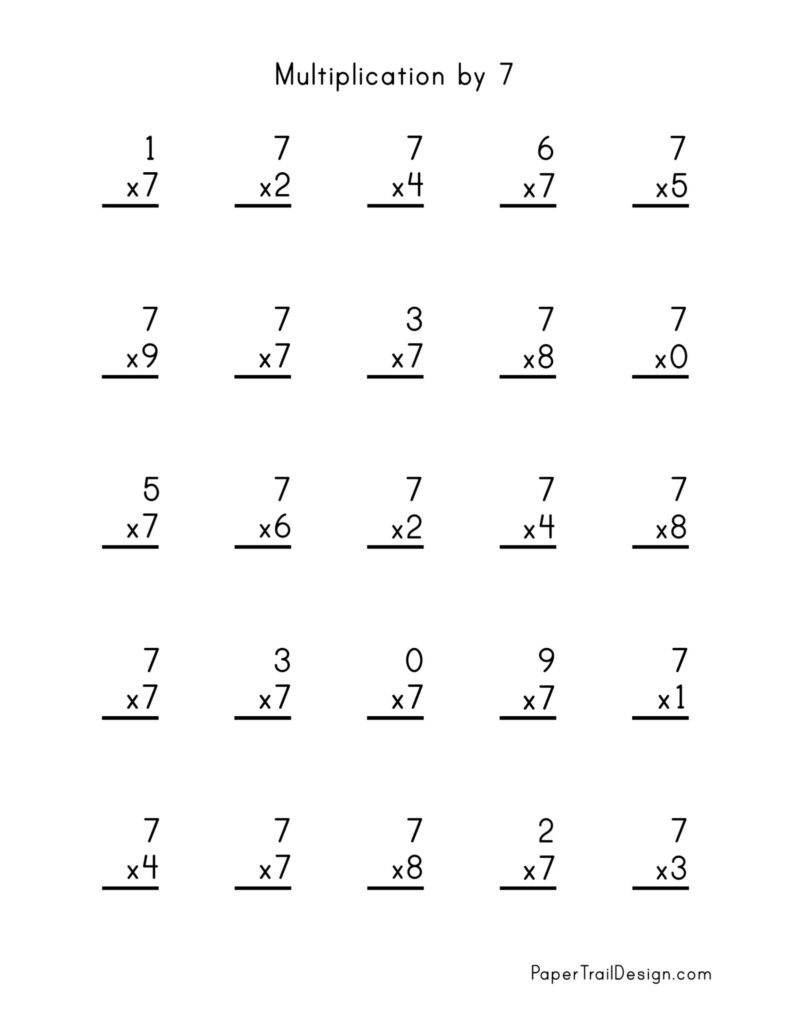 Free Multiplication Worksheets 1-12 - Paper Trail Design