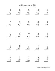 Addition Worksheets - Paper Trail Design