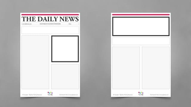 Printable newspaper templates for children KS2