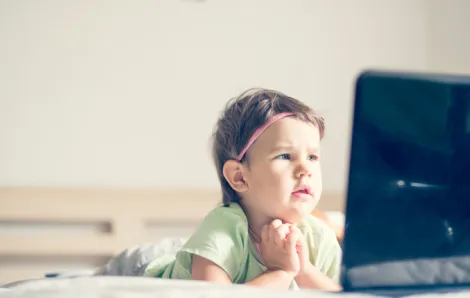 Preschooler with screen