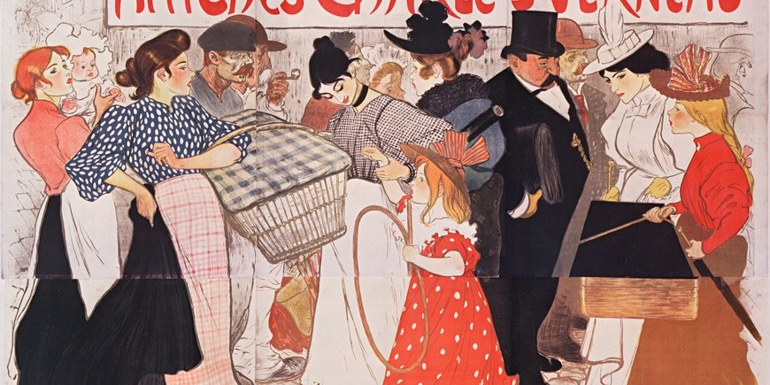 19th century Poster of Parisians shopping