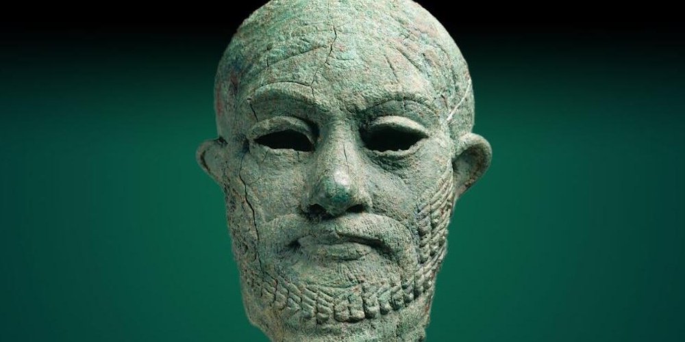 Near Eastern sculpture, a head from 2300 BCE