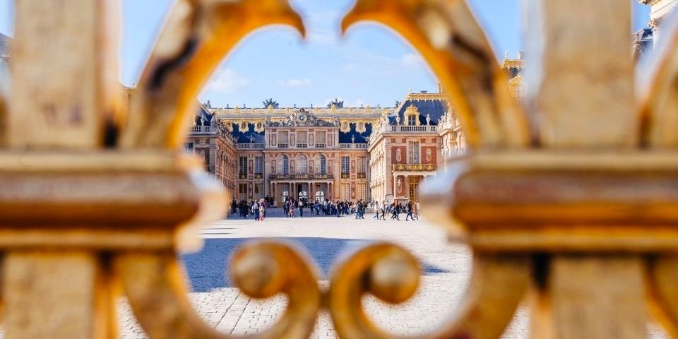 View of Versailles through the main entry gate