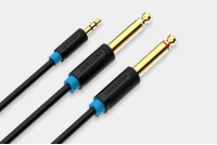 AUDIOKAAPELI 3,5mm - 2 x 6,3mm 0,5m