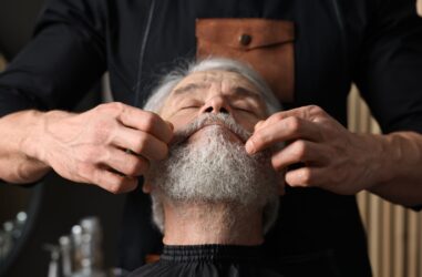 Shaving mature man