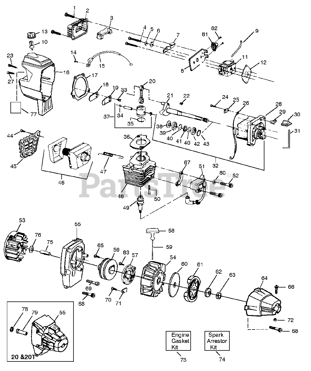 Weed Eater XT 20 T - Weed Eater String Trimmer Engine Parts Lookup with ...