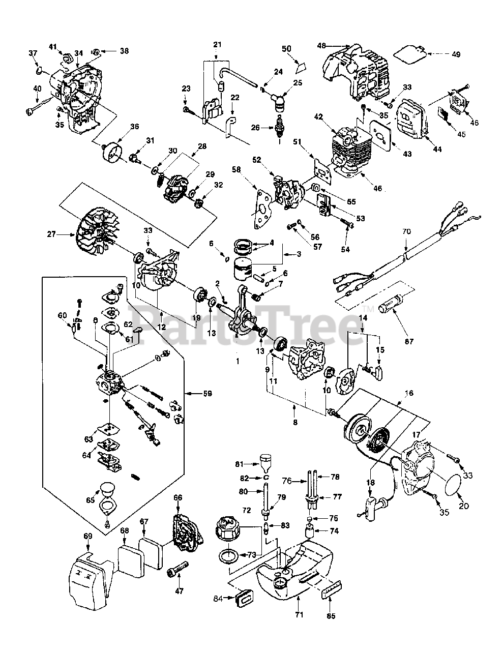 MTD ST 23 - MTD Pro String Trimmer Engine Assembly Parts Lookup with ...