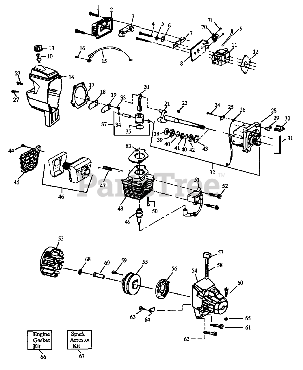 Weed Eater XT 90 - Weed Eater String Trimmer Engine Assembly Parts ...