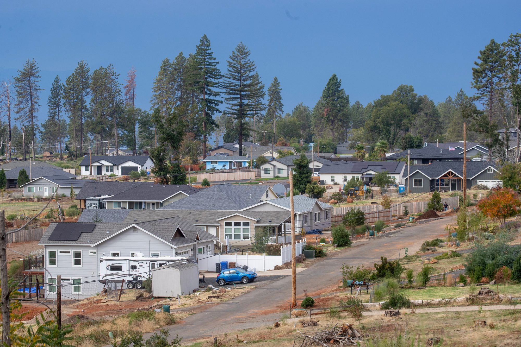 New home construction continues in Paradise, more than six years after the Camp Fire destroyed 18,000 buildings in Butte County. (Karl Mondon/Bay Area News Group)