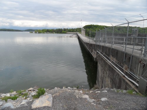 High but still water held back by the dam