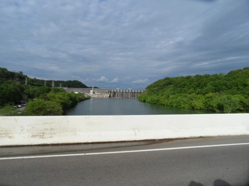 View of the dam from the bridge over the tailwater.