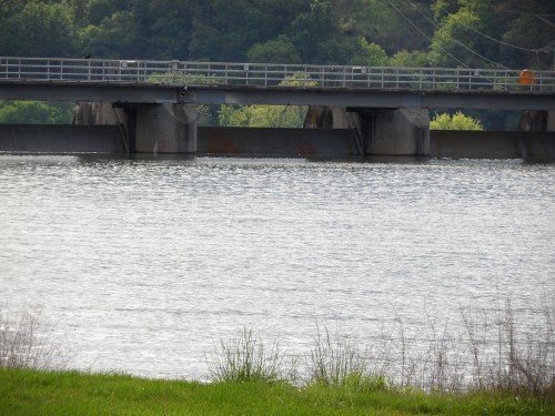 Showing the water level against the dam.